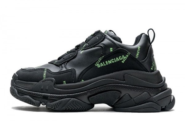 Balenciaga Triple S Allover Logo _Black Green_ Reps - snkrsrep_org/