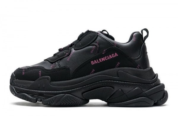 Balenciaga Triple S Allover Logo _Letter Black Pink_ Reps _ snkrsrep_org/